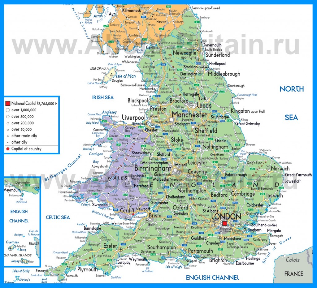 карта Англии с городами